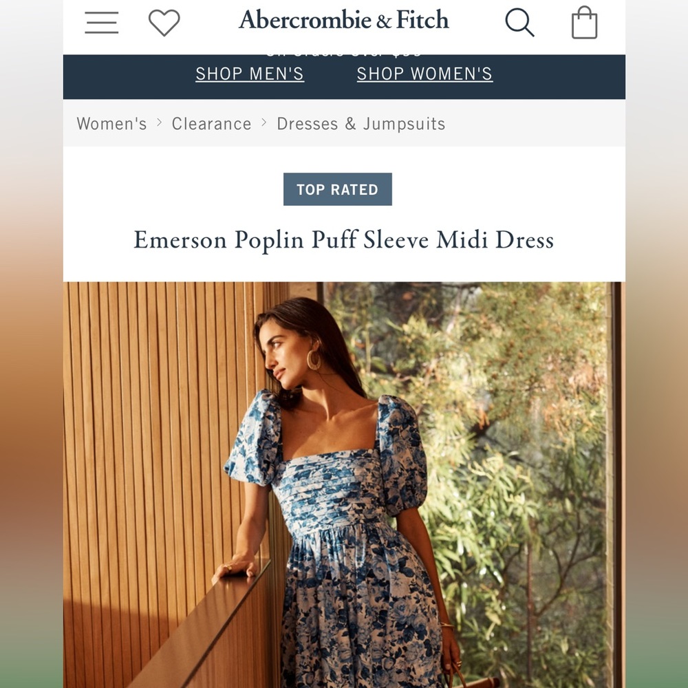 abercrombie Emerson Floral Poplin Puff Sleeves Midi Dress Size L, Large.